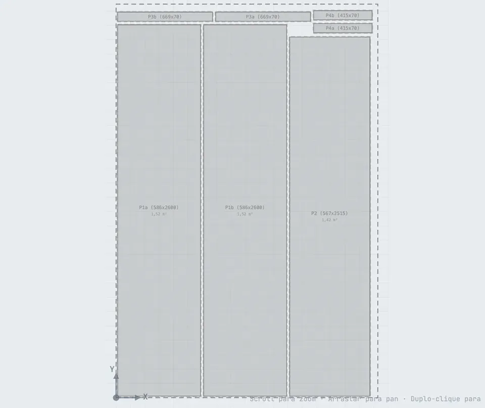 Chapa otimizada com layout travado e peças encaixadas